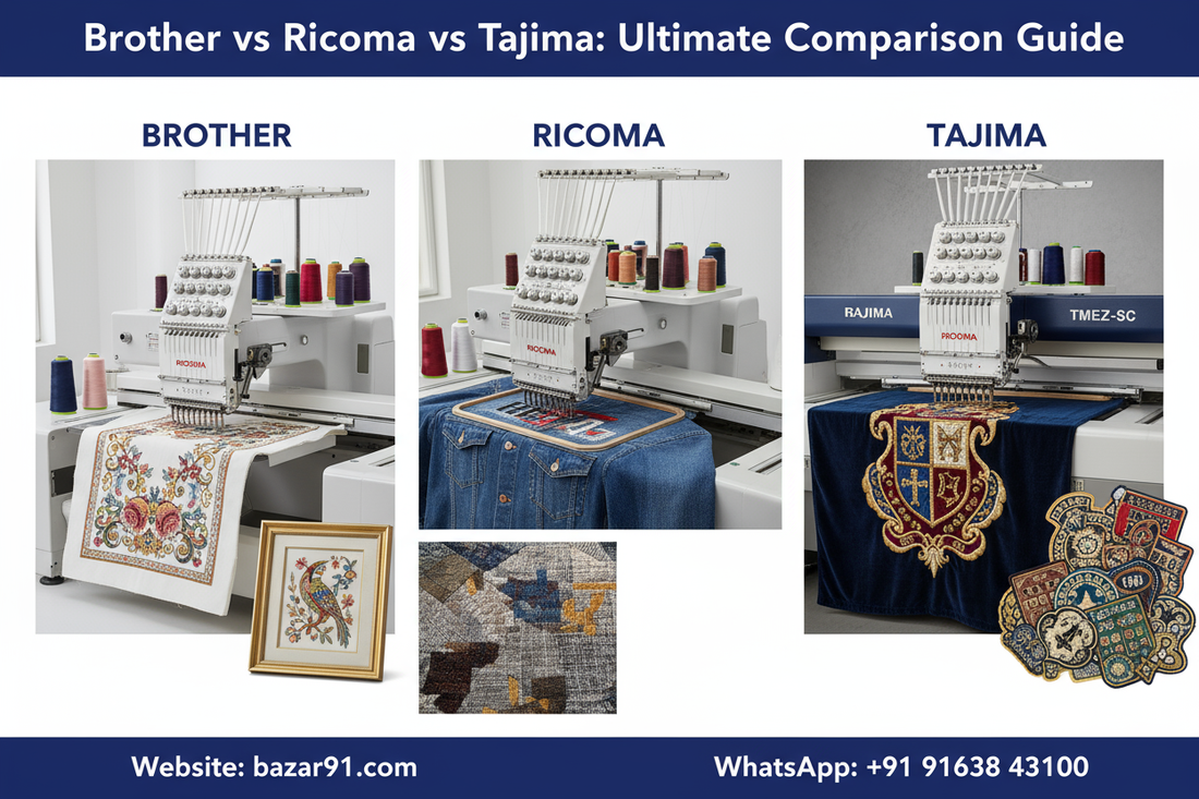 Brother vs Ricoma vs Tajima: The Ultimate Embroidery Machine Comparison Guide 2025