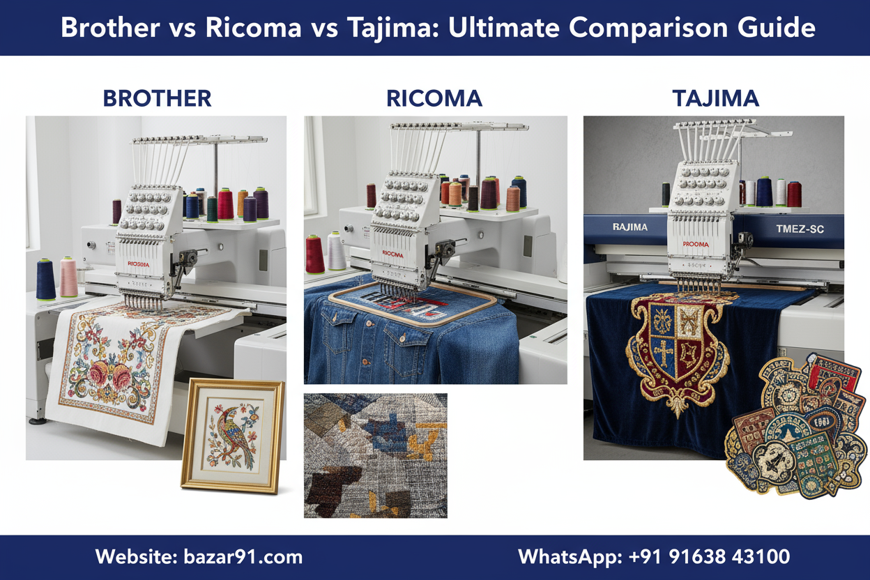 Brother vs Ricoma vs Tajima: The Ultimate Embroidery Machine Comparison Guide 2025