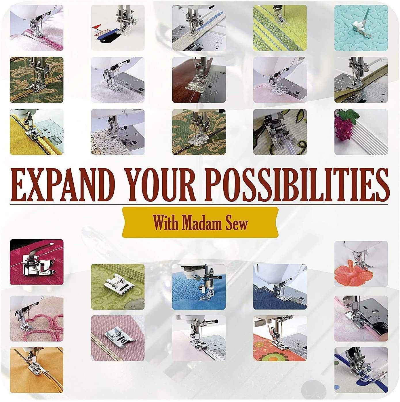 Home Professional Sewing Machine Presser Feet Kit (Set Of 32 Silver)