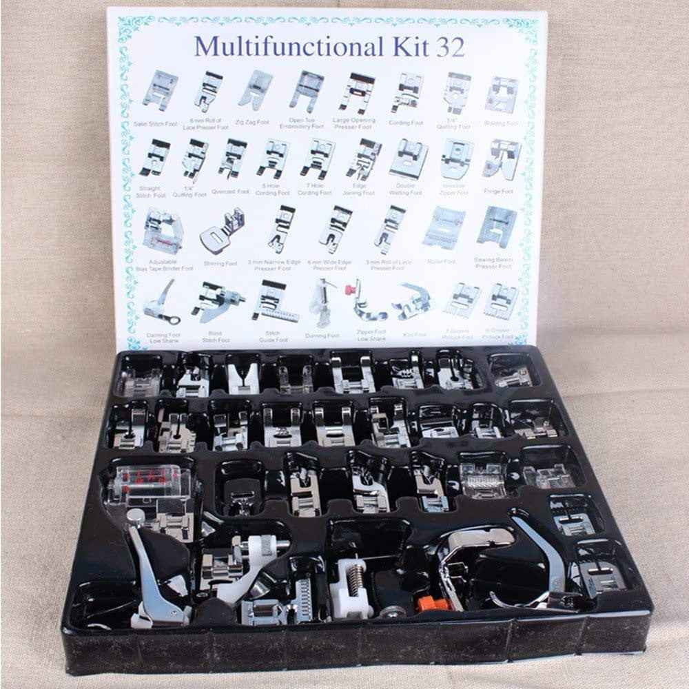 Home Professional Sewing Machine Presser Feet Kit (Set Of 32 Silver)