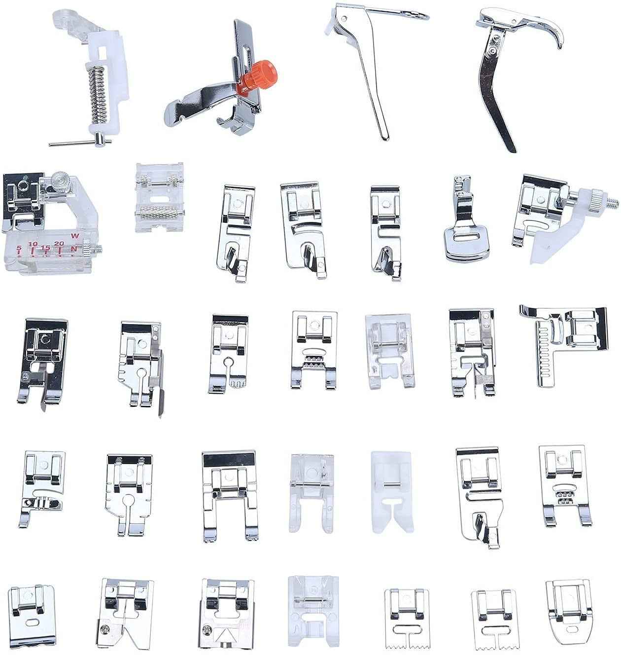 Home Professional Sewing Machine Presser Feet Kit (Set Of 32 Silver)
