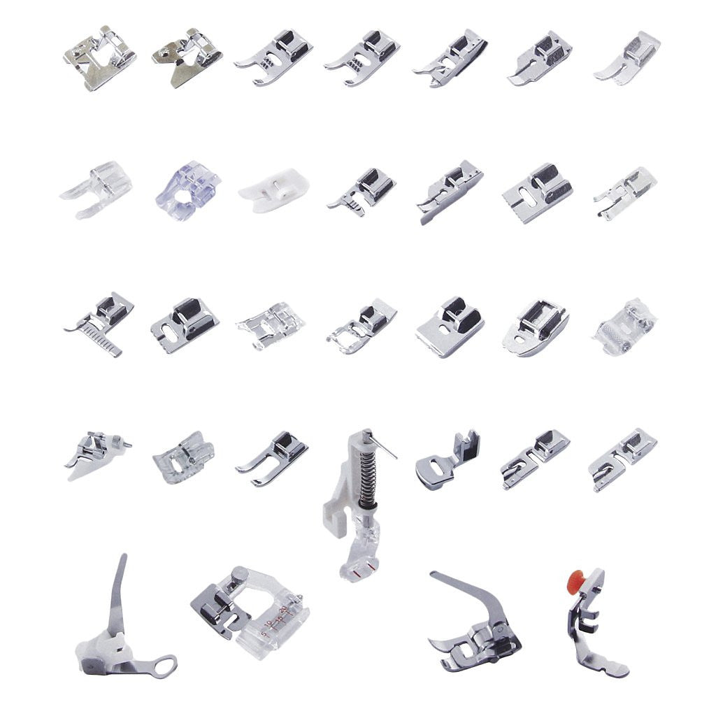 Imported 32 Sewing Machine Presser Foot Kit fit for Brother Singer Janome (Silver) - Bazar91