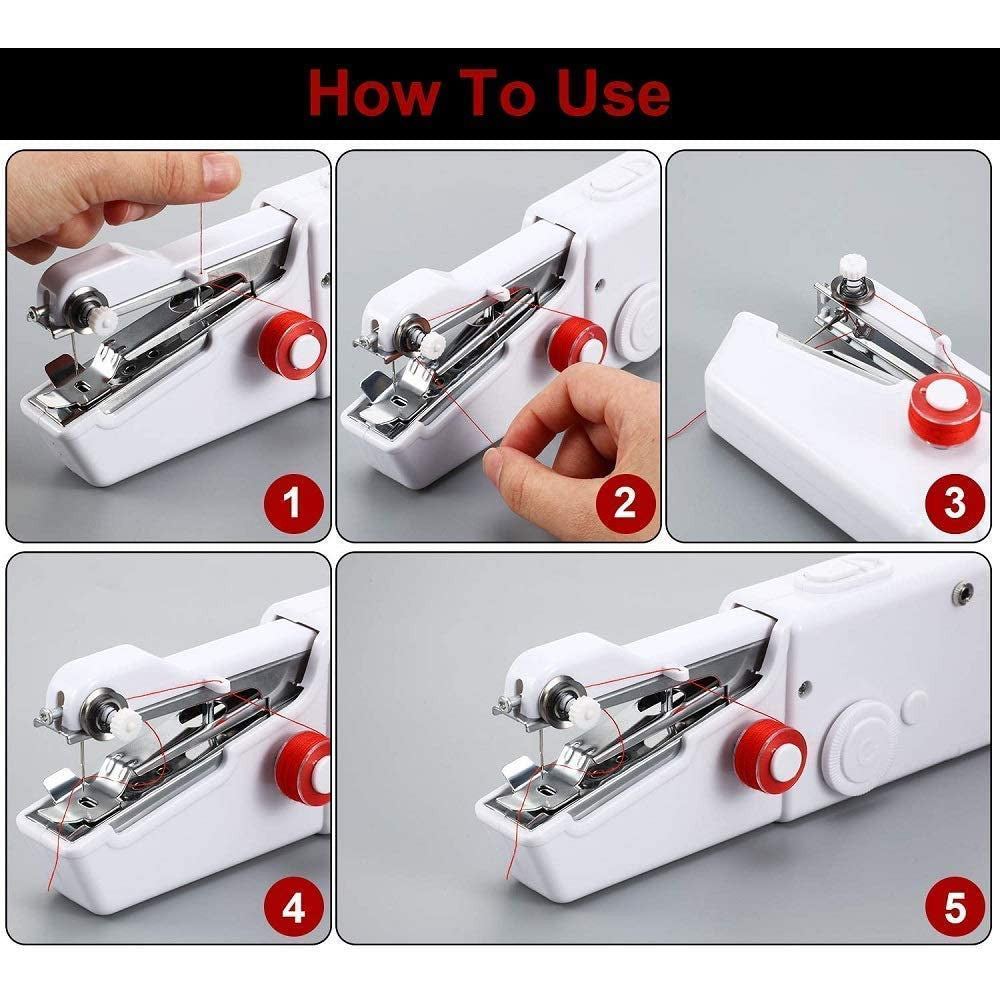 P M H Handy Sewing/Stitch Handheld Cordless Portable White Sewing Machine for Home Tailoring,