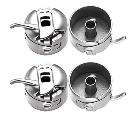 Metal Sewing Bobbin Case for All Type of Sewing Machines Suitable for One Side Flat Needle Machines (Silver) -3 Piece