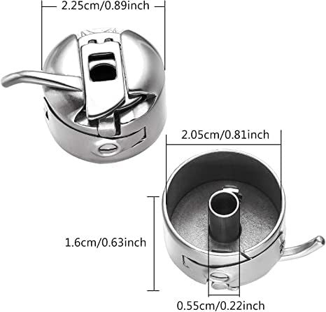 Metal Sewing Bobbin Case for All Type of Sewing Machines Suitable for One Side Flat Needle Machines (Silver) -3 Piece