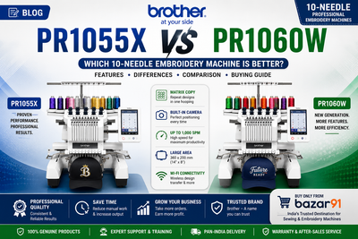 Brother PR1055X vs PR1060W: Which 10-Needle Embroidery Machine Is Better?