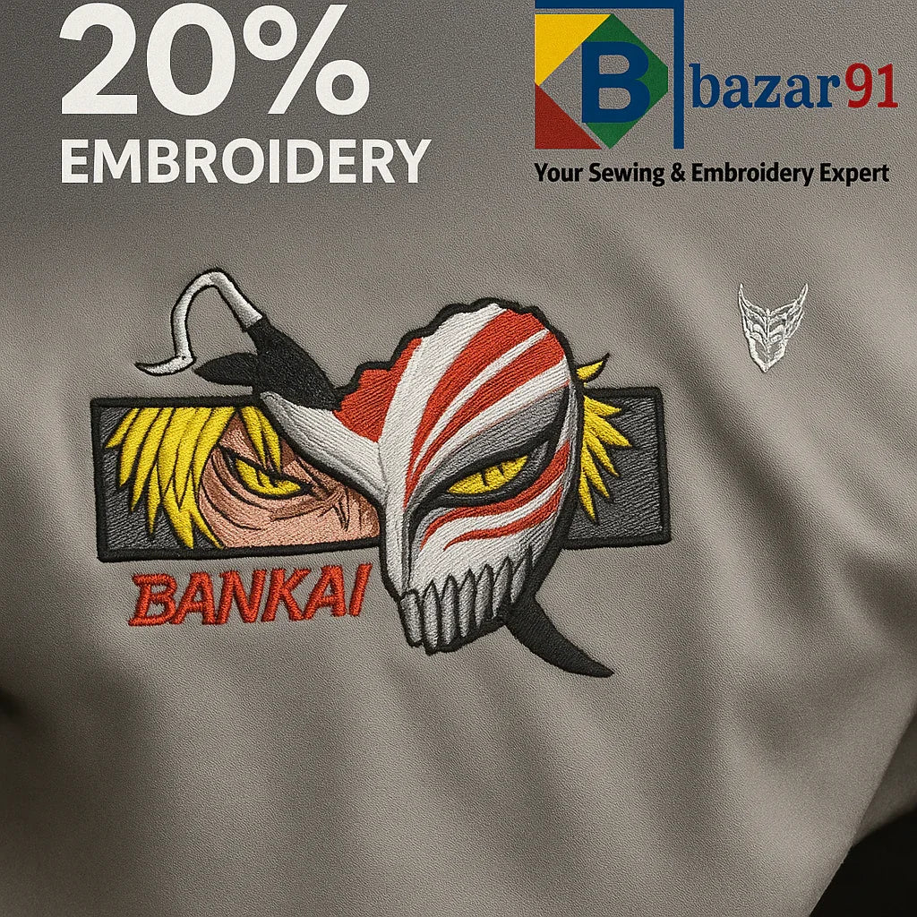 Bazar91 embroidery machine Anime on tshirt 