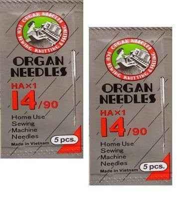 Original Organ Needles NO HA 14 (2 Packs, 10 Needles ) ( Usha / Singer / Brother)