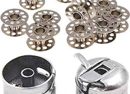 Mancloem Metal Sewing Machine Bobbins (Multicolour, 10 Bobbins and 1 Bobbin Case)