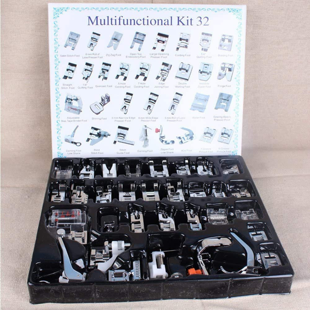 SYGA Home Professional Sewing Machine Presser Feet Kit (Set Of 32 Silver)