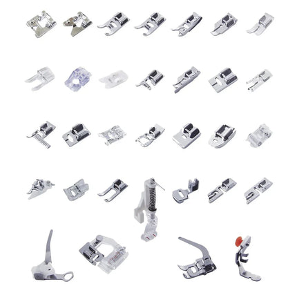 Imported 32 Sewing Machine Presser Foot Kit fit for Brother Singer Janome (Silver) - Bazar91