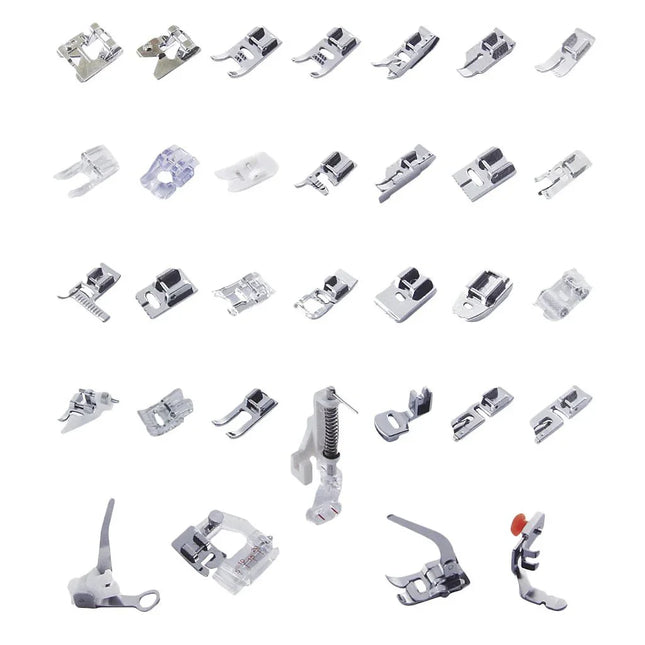 Imported 32 Sewing Machine Presser Foot Kit fit for Brother Singer Janome (Silver) - Bazar91