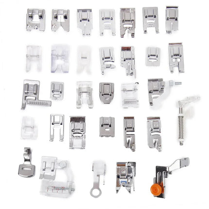 Imported 32 Sewing Machine Presser Foot Kit fit for Brother Singer Janome (Silver) - Bazar91