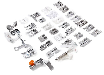 Imported 32 Sewing Machine Presser Foot Kit fit for Brother Singer Janome (Silver) - Bazar91