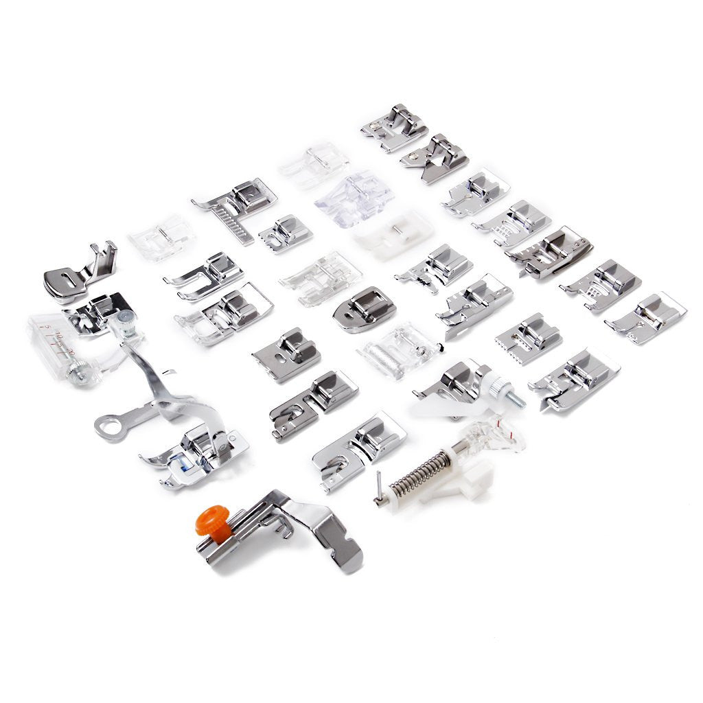 Imported 32 Sewing Machine Presser Foot Kit fit for Brother Singer Janome (Silver)