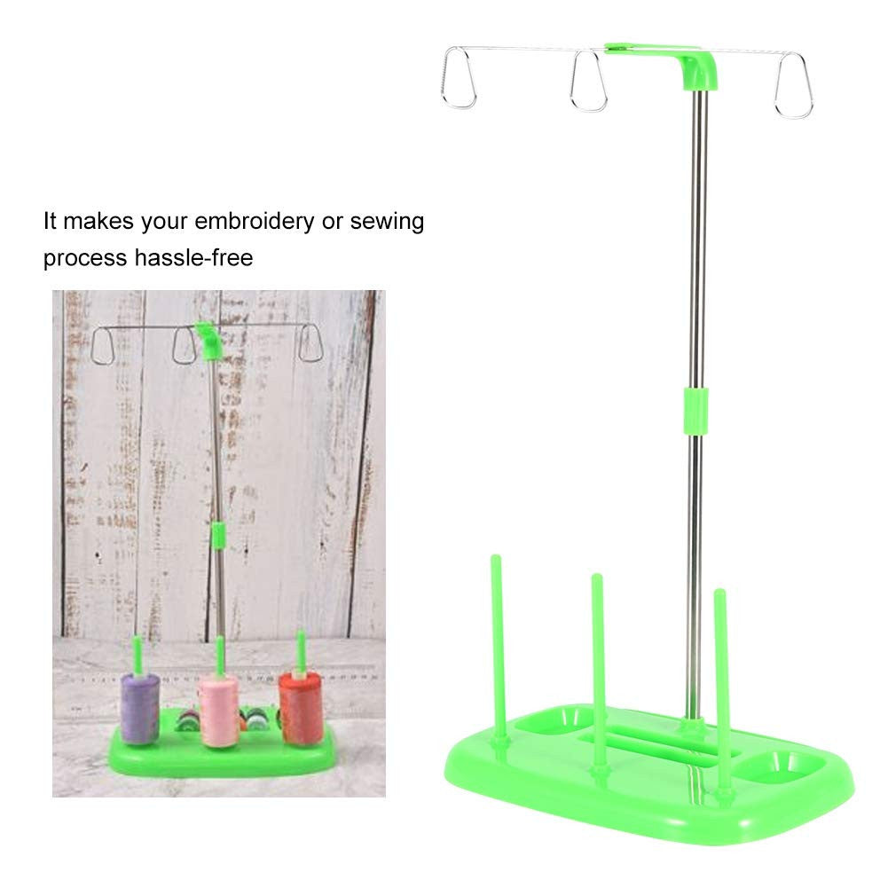 Cones Spool Stand, 3 Cones Embroidery Thread Holder Spool Stand for Household Sewing Machine, Sewing Machine Parts(Green)