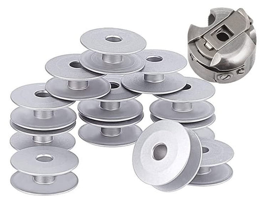 2pcs Bobbin Case with 12pcs Aluminum Bobbins for Tailor, High Industrial Sewing Machine and Umbrella Sewing Machine Parts✅