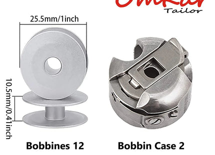 2pcs Bobbin Case with 12pcs Aluminum Bobbins for Tailor, High Industrial Sewing Machine and Umbrella Sewing Machine Parts✅ - Bazar91