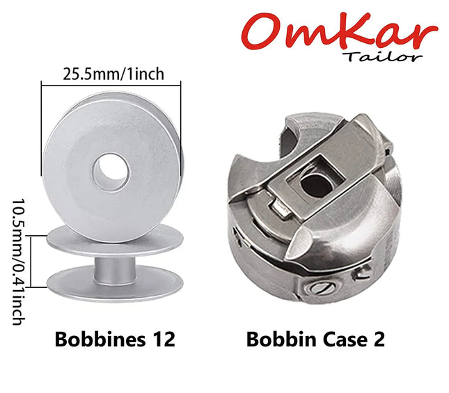 2pcs Bobbin Case with 12pcs Aluminum Bobbins for Tailor, High Industrial Sewing Machine and Umbrella Sewing Machine Parts✅ - Bazar91