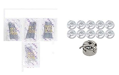 11,14,16,18 Needles + 10 Bobbins + Bobbin Case Number Needle for Automatic Sewing Machines Pack of 4 (40 Pieces) Crafts Needle