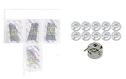 11,14,16,18 Needles + 10 Bobbins + Bobbin Case Number Needle for Automatic Sewing Machines Pack of 4 (40 Pieces) Crafts Needle - Bazar91