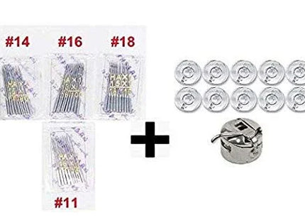 11,14,16,18 Needles + 10 Bobbins + Bobbin Case Number Needle for Automatic Sewing Machines Pack of 4 (40 Pieces) Crafts Needle - Bazar91