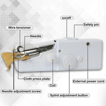 P M H Handy Sewing/Stitch Handheld Cordless Portable White Sewing Machine for Home Tailoring,