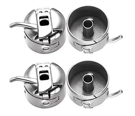 Metal Sewing Bobbin Case for All Type of Sewing Machines Suitable for One Side Flat Needle Machines (Silver) -3 Piece