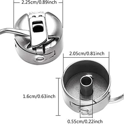 Metal Sewing Bobbin Case for All Type of Sewing Machines Suitable for One Side Flat Needle Machines (Silver) -3 Piece