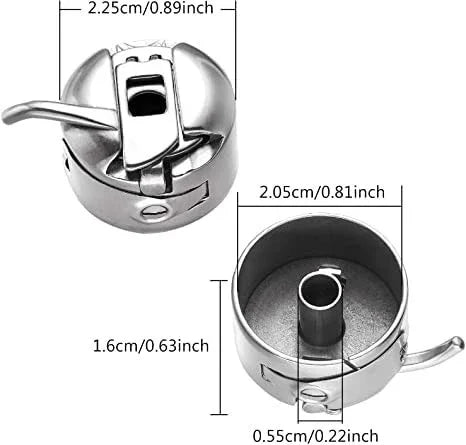 Metal Sewing Bobbin Case for All Type of Sewing Machines Suitable for One Side Flat Needle Machines (Silver) -3 Piece