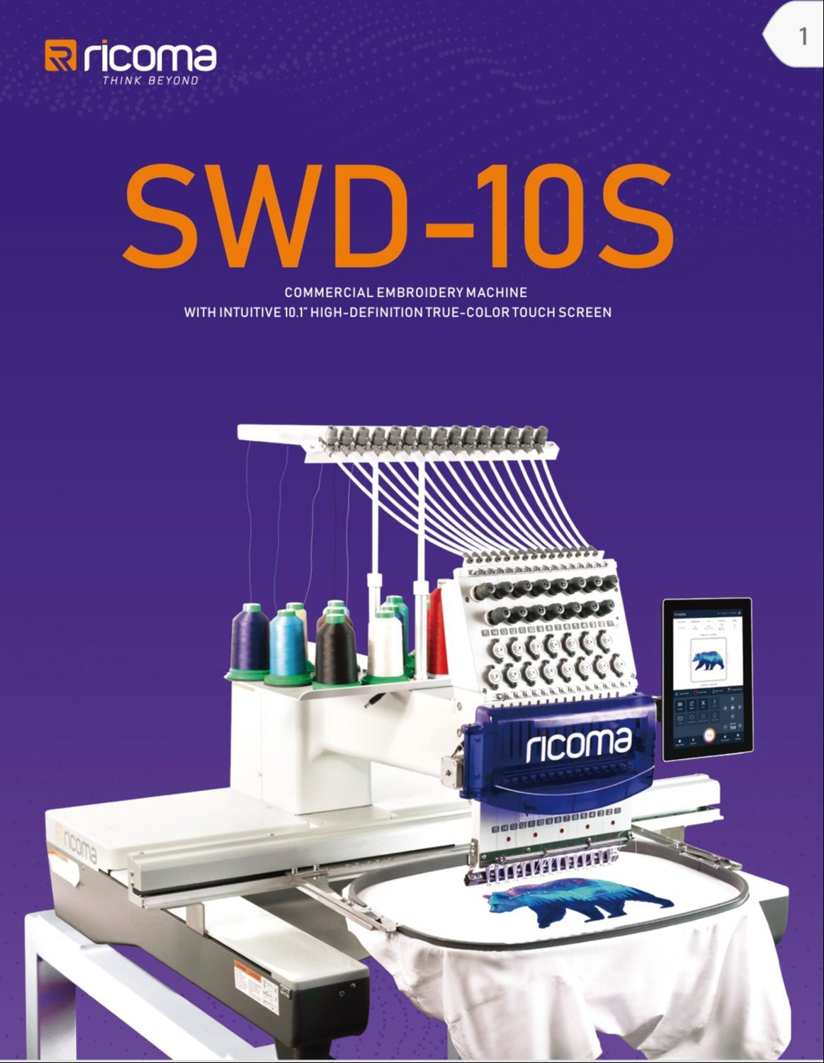 Ricoma SWD 1501 10S Commercial Embroidery Machine 500x800 MM