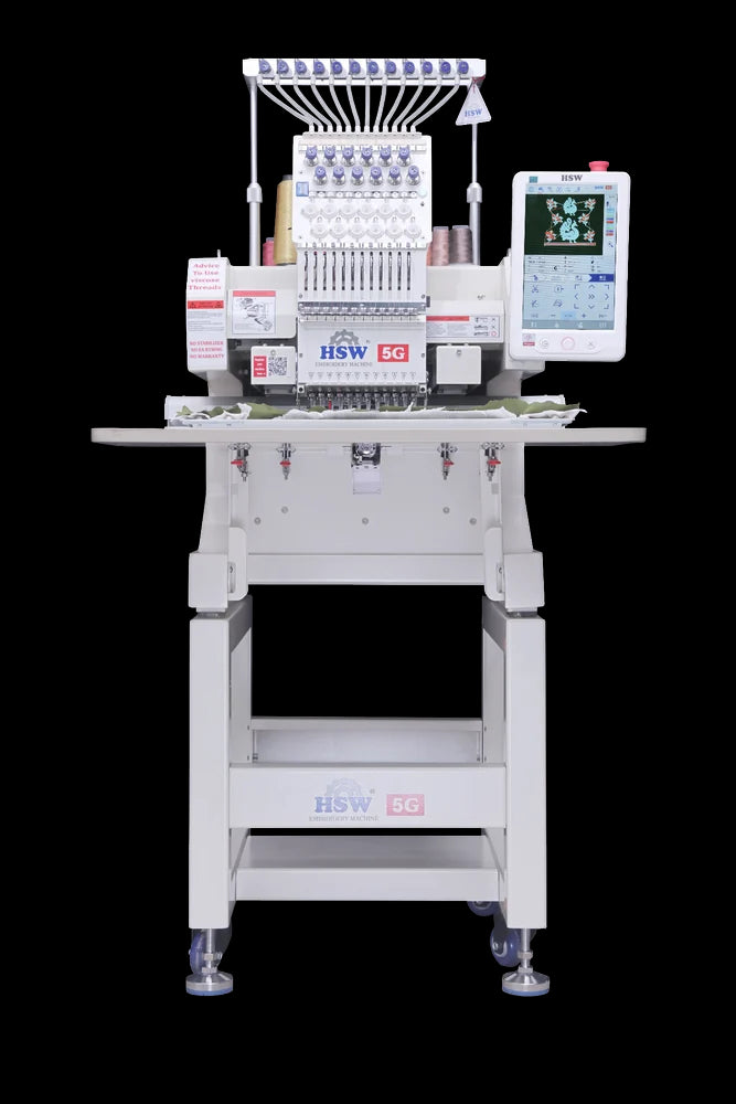 HSW 5G 1216 Single Head 12 Needle Commercial Fully Automatic Embroidery Machine