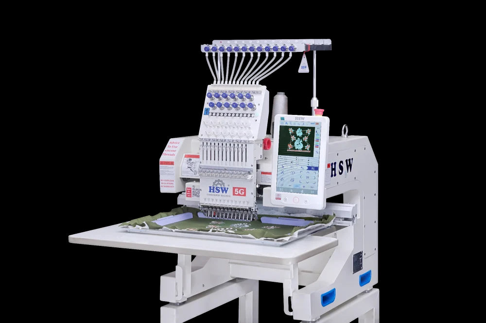 HSW 5G 1216 Single Head 12 Needle Commercial Fully Automatic Embroidery Machine