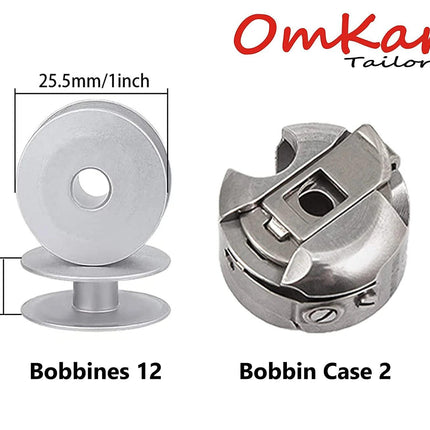 2pcs Bobbin Case with 12pcs Aluminum Bobbins for Tailor, High Industrial Sewing Machine and Umbrella Sewing Machine Parts✅ - Bazar91
