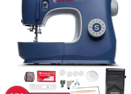 SINGER M3330 Making The Cut Sewing Machine with 97 Stitch Application (Metallic Blue), 70wt Powerful motor & Feed dog with106 Teeth in 6 Rows – Get Free Online Interactive Master Class.