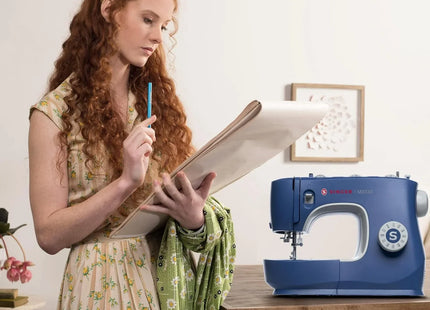 SINGER M3330 Making The Cut Sewing Machine with 97 Stitch Application (Metallic Blue), 70wt Powerful motor & Feed dog with106 Teeth in 6 Rows – Get Free Online Interactive Master Class.