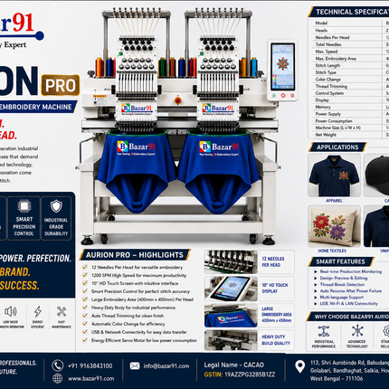 Bazar91 AURION PRO 1202 2 Head Industrial Embroidery Machine