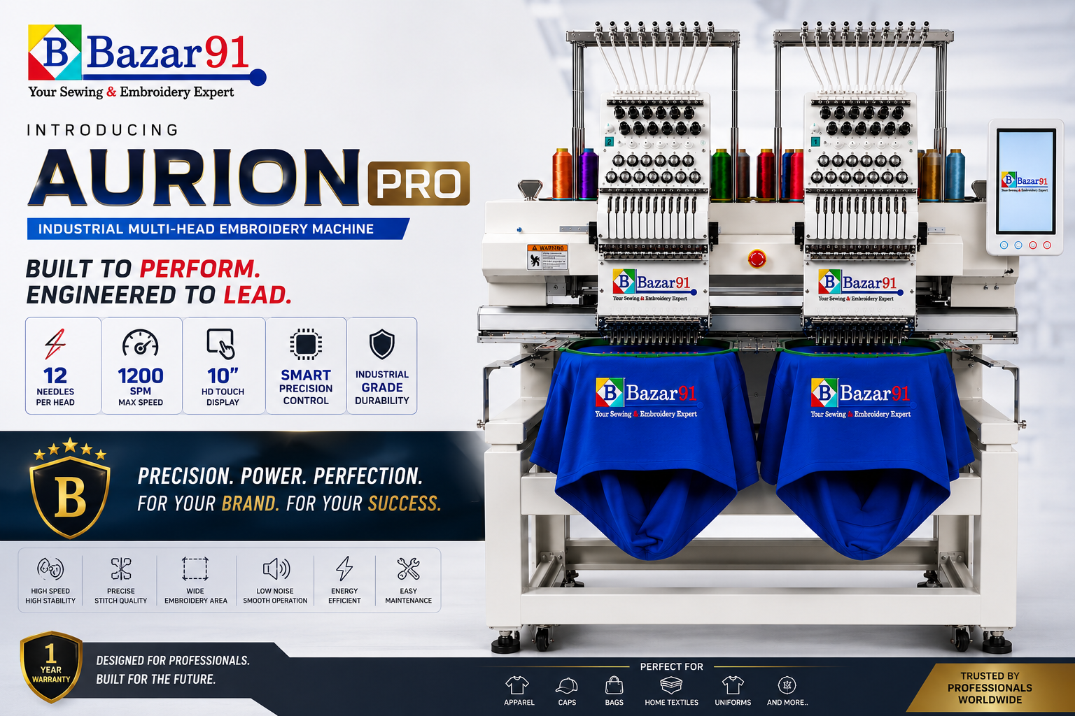 Bazar91 AURION PRO 1202 Double Head Industrial Embroidery Machine