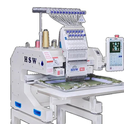 HSW 5G 1216 Single Head 12 Needle Commercial Fully Automatic Embroidery Machine - Bazar91
