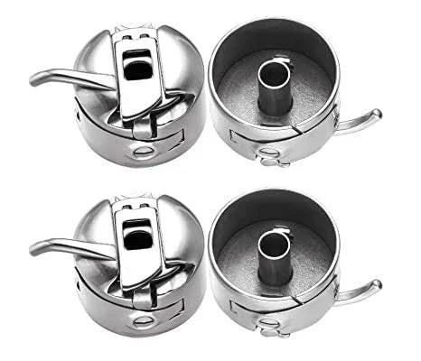 Metal Sewing Bobbin Case for All Type of Sewing Machines Suitable for One Side Flat Needle Machines (Silver) -3 Piece