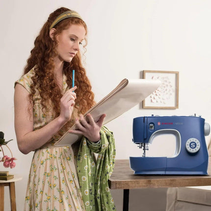 SINGER M3330 Making The Cut Sewing Machine with 97 Stitch Application (Metallic Blue), 70wt Powerful motor & Feed dog with106 Teeth in 6 Rows – Get Free Online Interactive Master Class.