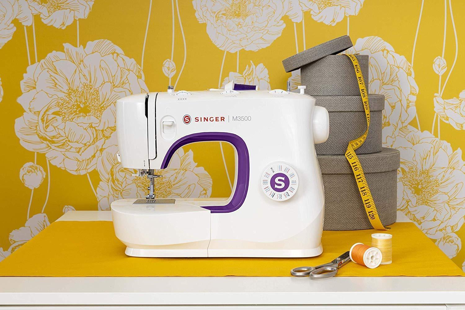 Singer M3505 Professional Sewing Machine - 34 Functions, Automatic Stapler, Creative Sewing for All Fabrics, Electric, Portable, Easy Stitching for Beginners - Black