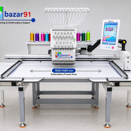 Bazar91 embroidery machine with 900 × 1400 mm frame area