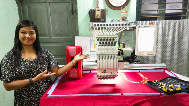 Bazar91 2048 Embroidery Machine - 12 Needle Computerized Head for Precision Embroidery